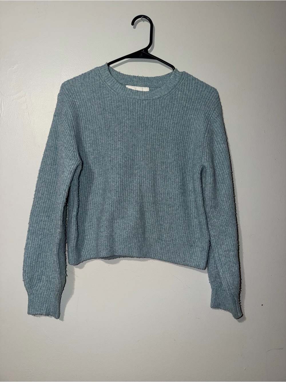 Zara Dusty Blue Ribbed Crewneck Sweater